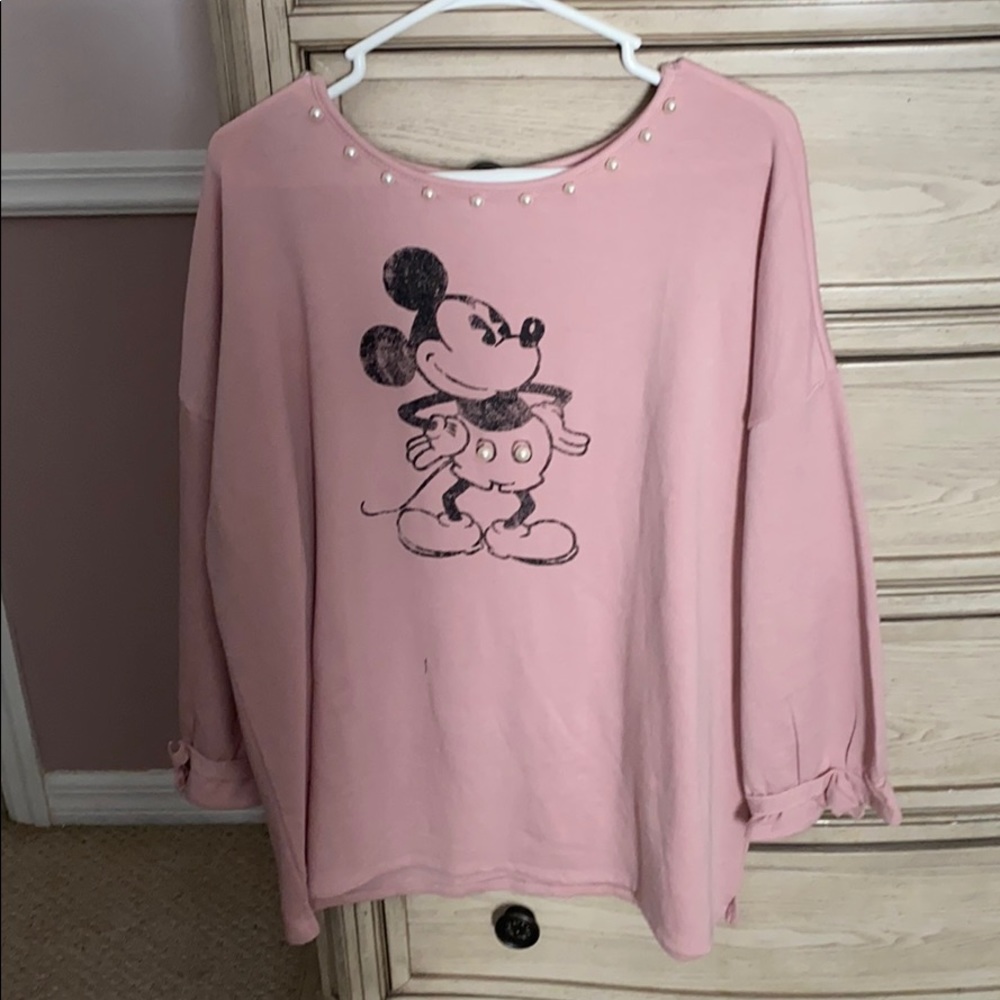 Disney parks Mickey Mouse Soft lightweight sweatshirt, pearls and ruffles